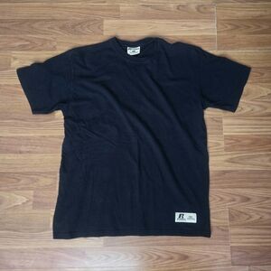 Vintage Russell Pro Cotton Black Blank T Shirt Size L